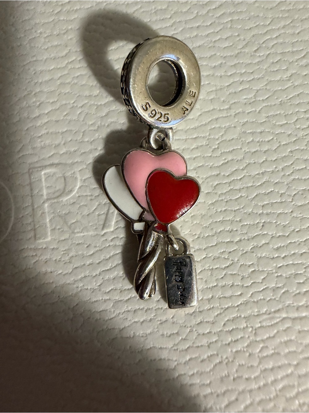 Pandora Sterling Heart Balloon Charm in Pink, Red, White